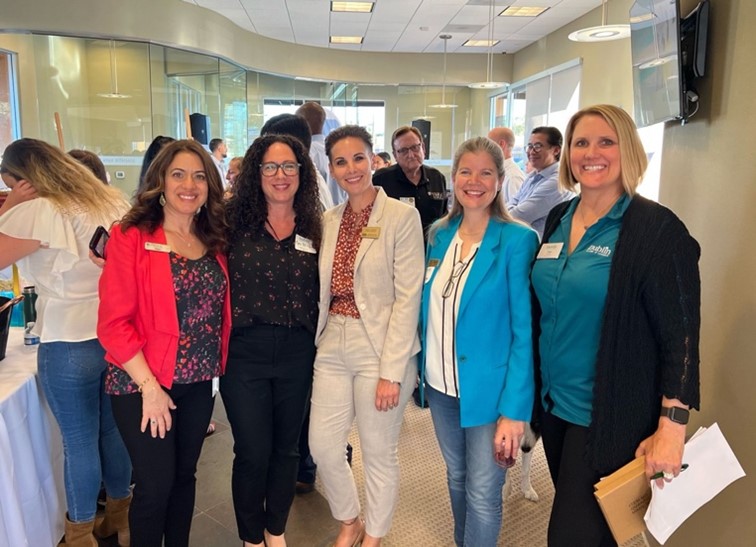 Elena Rogers, Business Development Manager, Amy Miller, Tri-Valley ROP, Angela Season, Dublin Branch Manager, Jean Josey, Dublin Vice Mayor and Inge Houston, Dublin Chamber of Commerce CEO