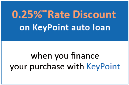0.25%** Rate Discount
on KeyPoint auto loan when you finance
your purchase with KeyPoint